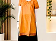 Kurti manga corta - algodón con bordados - naranja "TALLA L"