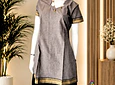 Kurti manga corta - algodón con bordados - gris con destellos café "TALLA L" 