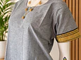 Kurti manga corta - algodón con bordados - gris claro - "TALLA L"