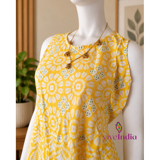 Vestido largo de algodón tipo anarkali - Talla "L"
