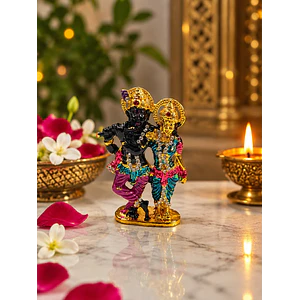 Radha Krishna metálico con piedritas-colores