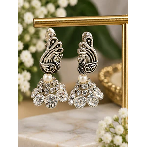 Aros pavo real con piedritas