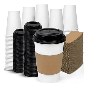 Vaso Polipapel Blanco 240cc Con Tapa+manga+revolvedor X1000u