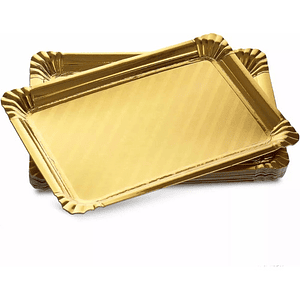 Set 25 Bandeja Base Rectangular 31x38 Cm Carton Dorado