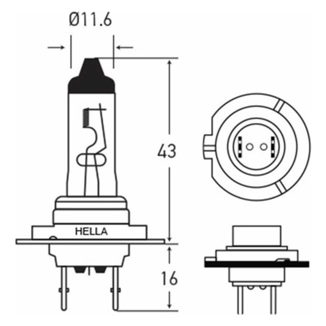 Ampolleta Hella H7 12v 55w Px26d T4.625 Halógeno Mundo Max 3