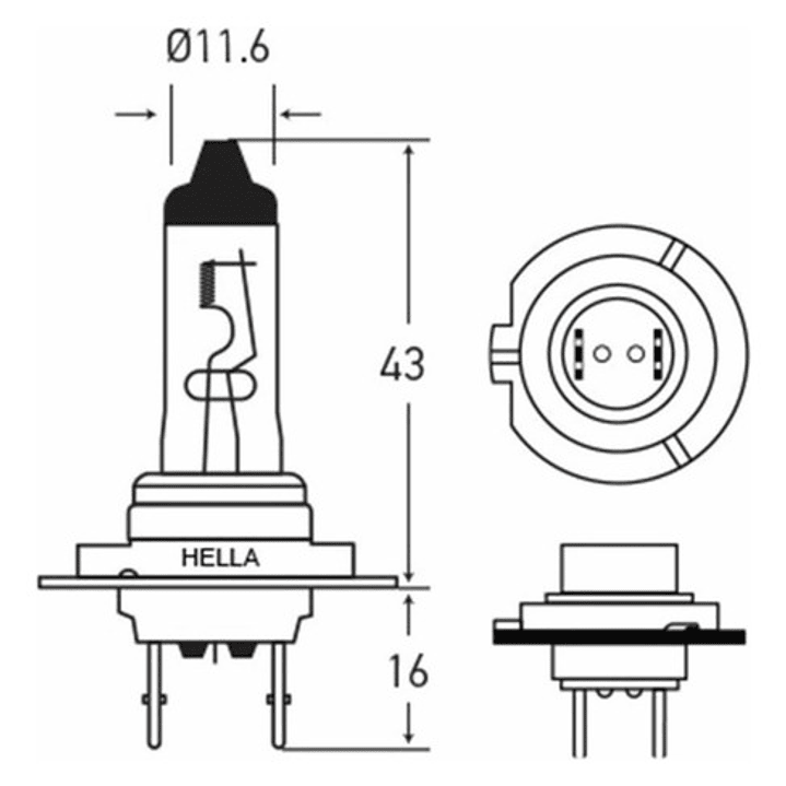 Ampolleta Hella H7 12v 55w Px26d T4.625 Halógeno Mundo Max 3