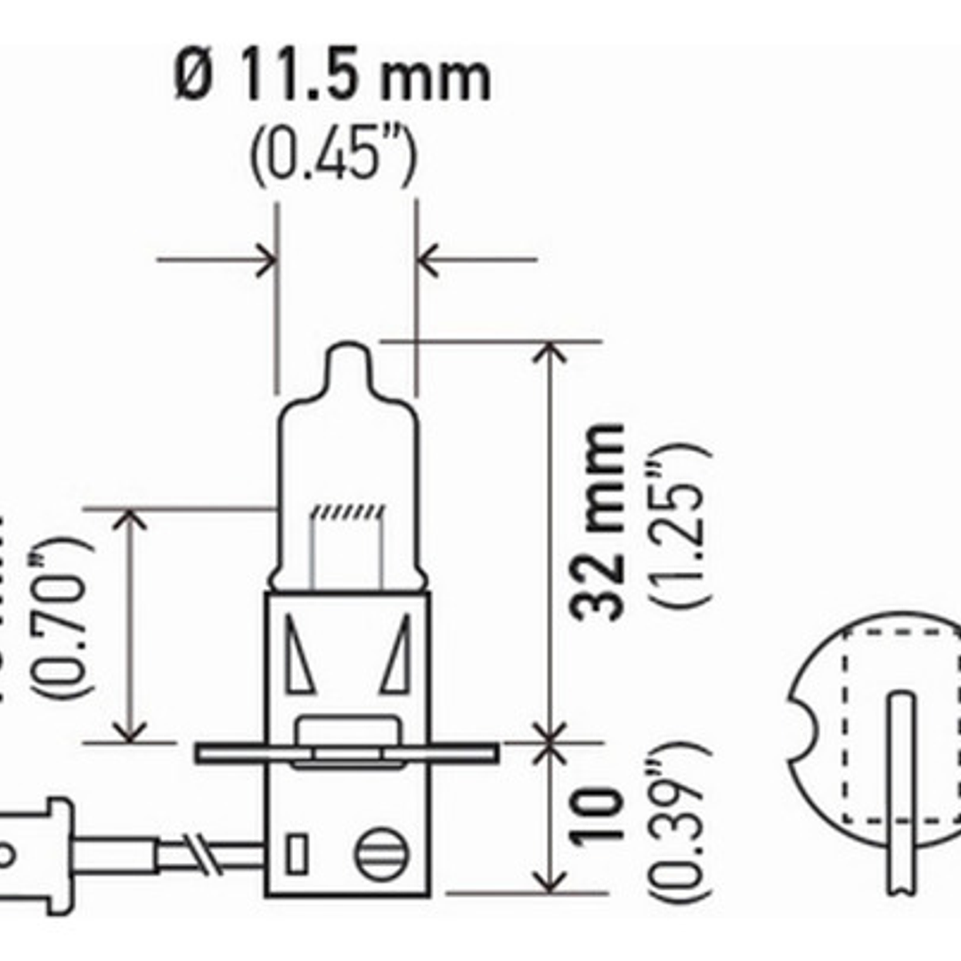 Ampolleta Hella H3 12v 55w Pk22s T3.25 Halógeno Mundo Max 3