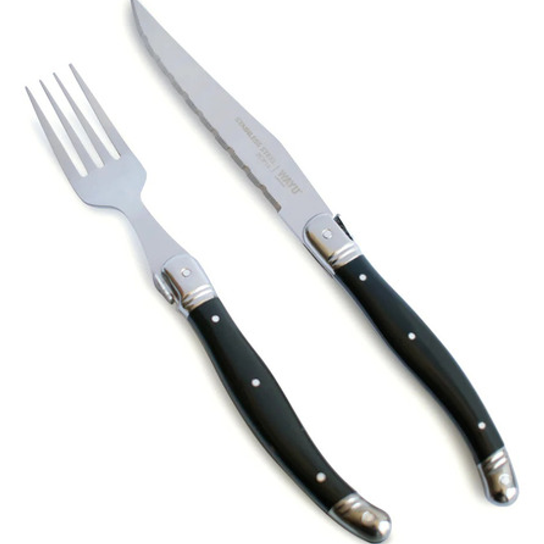 Set Cubiertos 8 Pcs Black Wayu Mesa Comida Hogar Negro 2