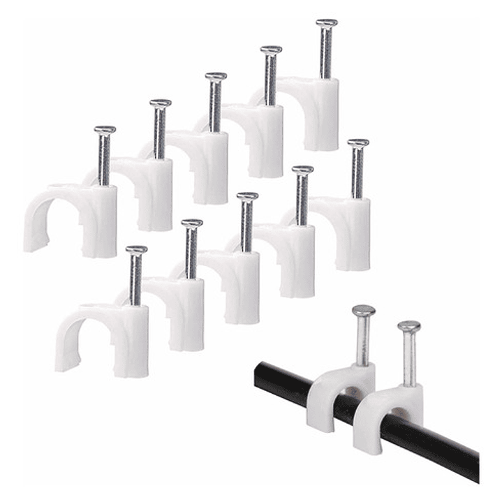 Grapa / Grampa Con Clavo Para Clip De Cable 8mm 34 Unidades 1