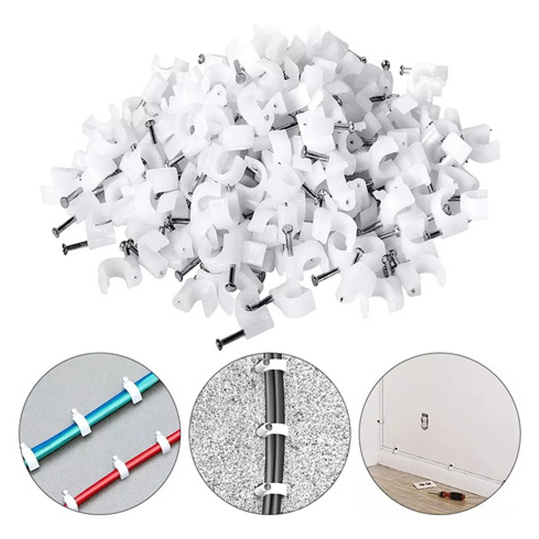 Grapa / Grampa Con Clavo Para Clip De Cable 8mm 34 Unidades 2