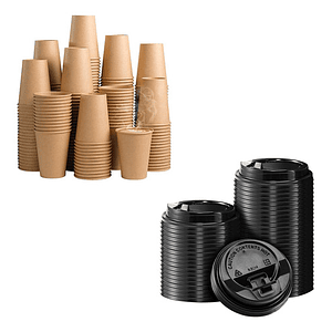 500 Vasos Polipapel Kraft 12oz Con Tapa 