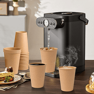 500 Vasos Polipapel Kraft 12oz Con Tapa 