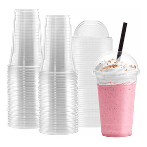 Vaso Plastico Transparente Tapa Domo Hoyo 16 Oz - 480 Cc