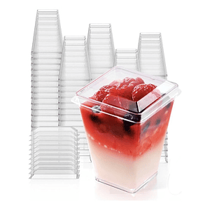 Vaso O Pocillos C/tapa 150 Ml Acrílico Postre X 10 Unidades