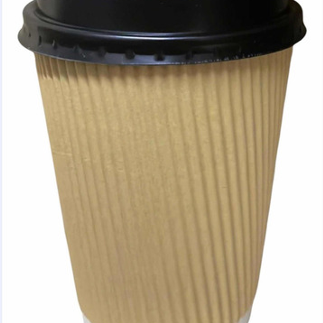 Vaso Kraft Ripple Funda Borde Blanco C/tapa 12ozx 50 Unid 2