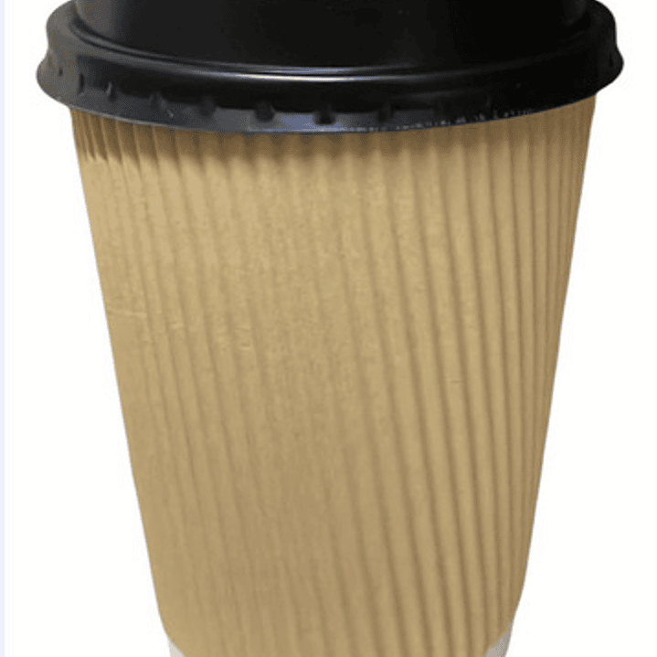 Vaso Kraft Ripple Funda Borde Blanco C/tapa 12ozx 50 Unid 2