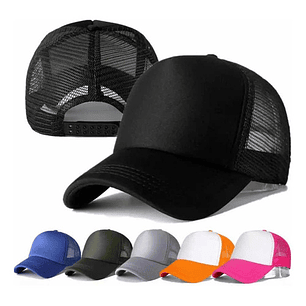 Gorro Jockey Malla Básico Estampar O Bordado Negra- Blanca