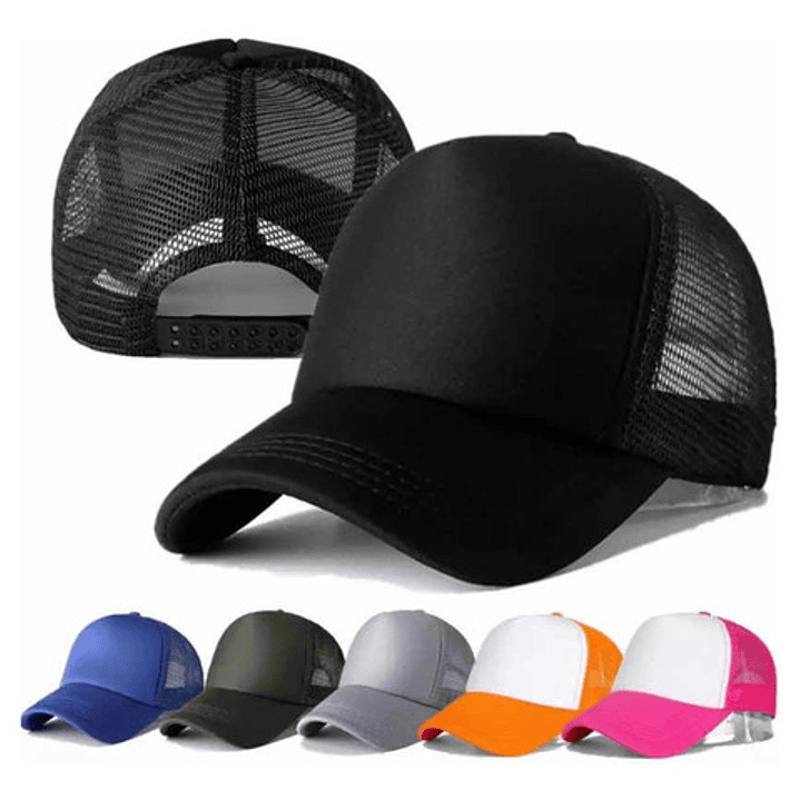 Gorro Jockey Malla Básico Estampar O Bordado Negra- Blanca 2