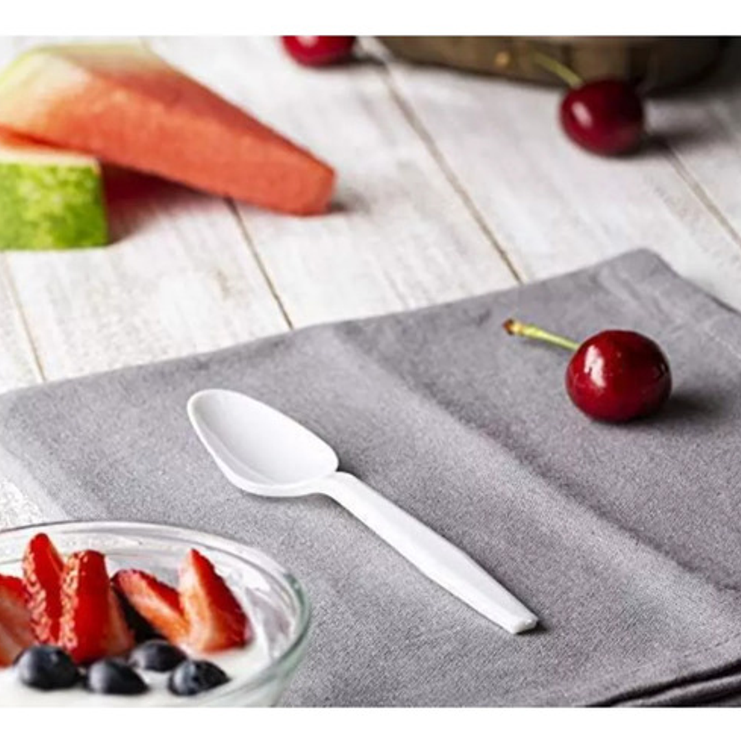 X1000 Cucharas Blancas Sopera Desechables 3