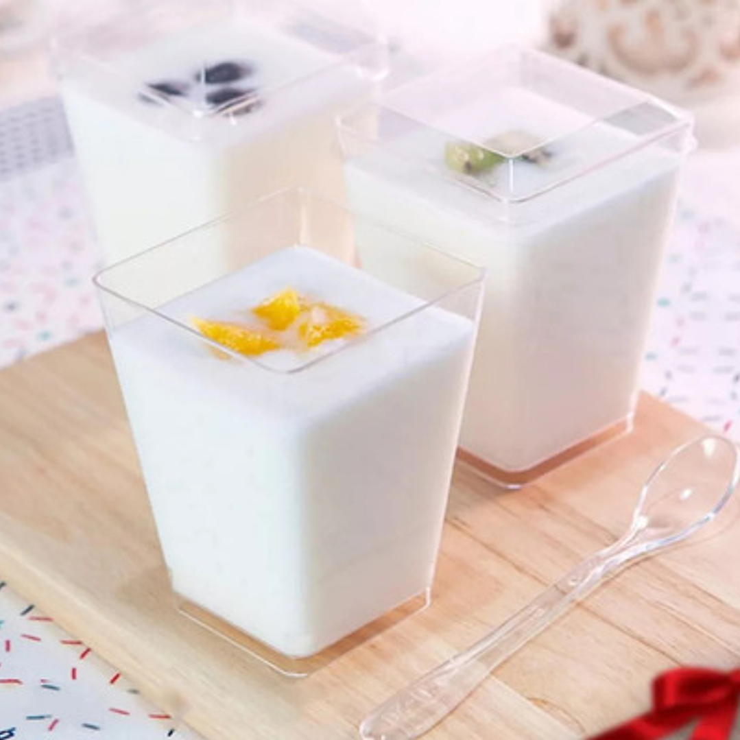 Vaso O Pocillos C/tapa 150ml Acrílico + Cucharita X100unid 3