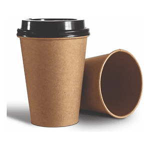 Vasos Descartables Polipapel Kraft Con Tapa 8oz X100u Marrón