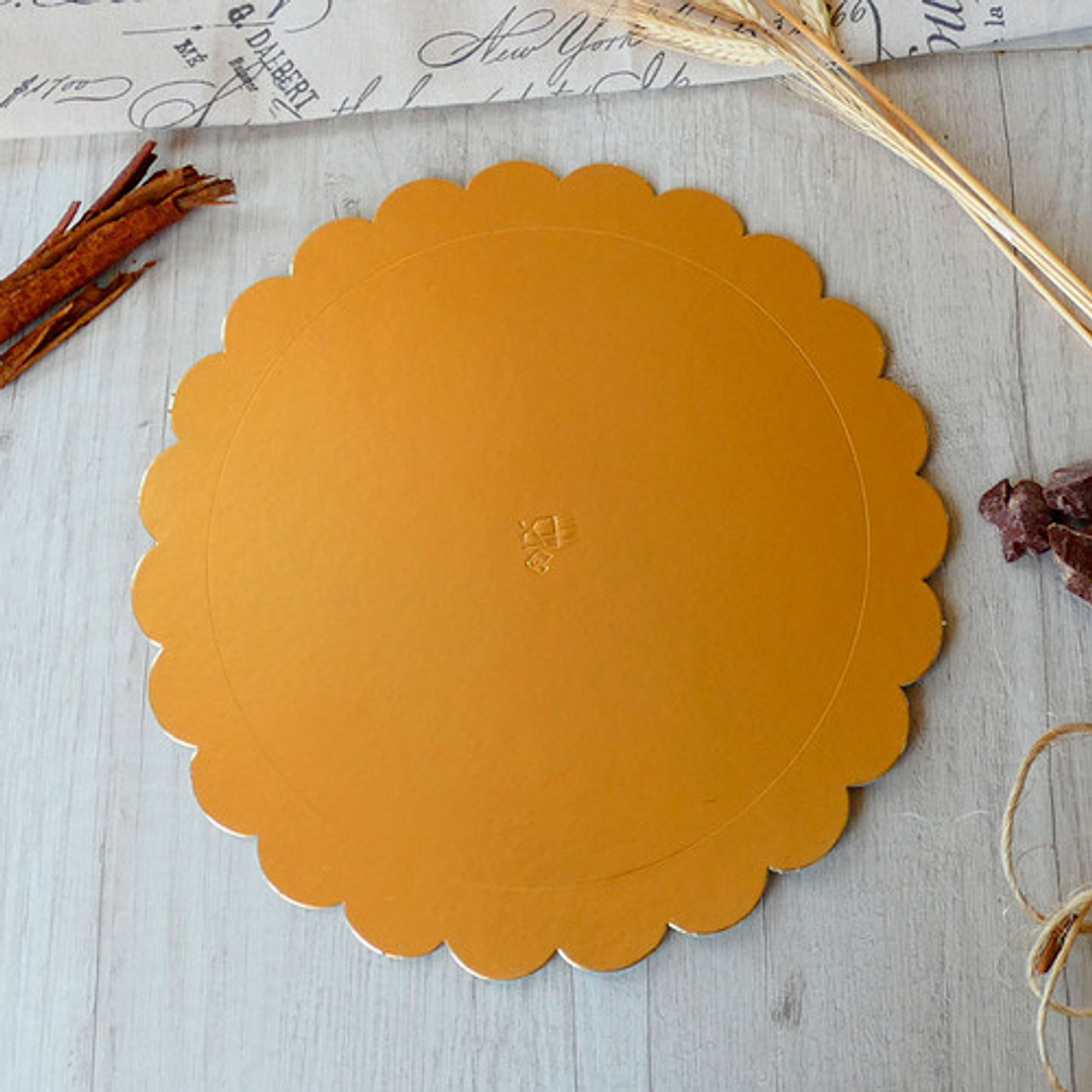 Set 50 Base Disco Torta Bandeja Oro Dorado 26 Cm Reposteria 2