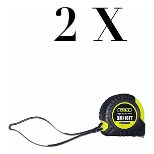 Pack 2 Huincha Cinta Metal Para Medir Retráctil 3 Mt