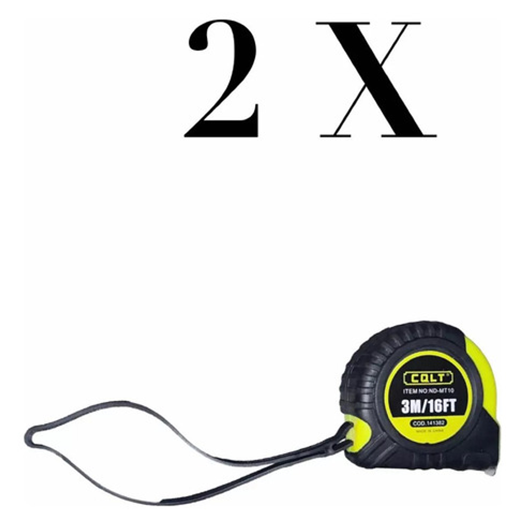 Pack 2 Huincha Cinta Metal Para Medir Retráctil 3 Mt 3