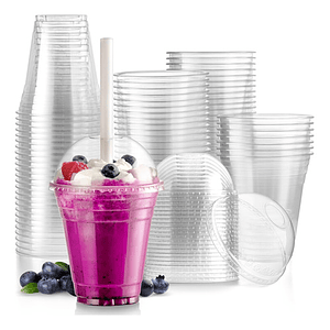 Vaso Transparente Pet 350cc / 12oz C/tapa Domo Hoyo X1000uni