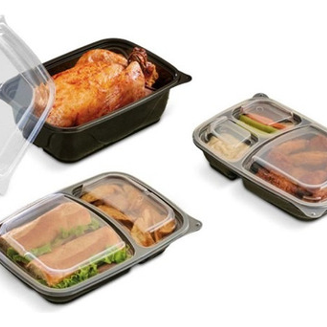 Pote Contenedor Bandeja C/tapa Sin División 32 Oz X 10 Unid 2