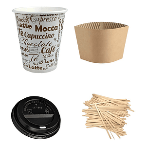 Vaso Polipapel 8 Oz Diseño Manga+tapa+revolvedor X1000unid ENVIO RAPIDO CHILE