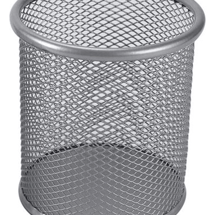 Porta Lápiz Malla Gris Metálico 9x10cm Bolígrafos Redondo 2