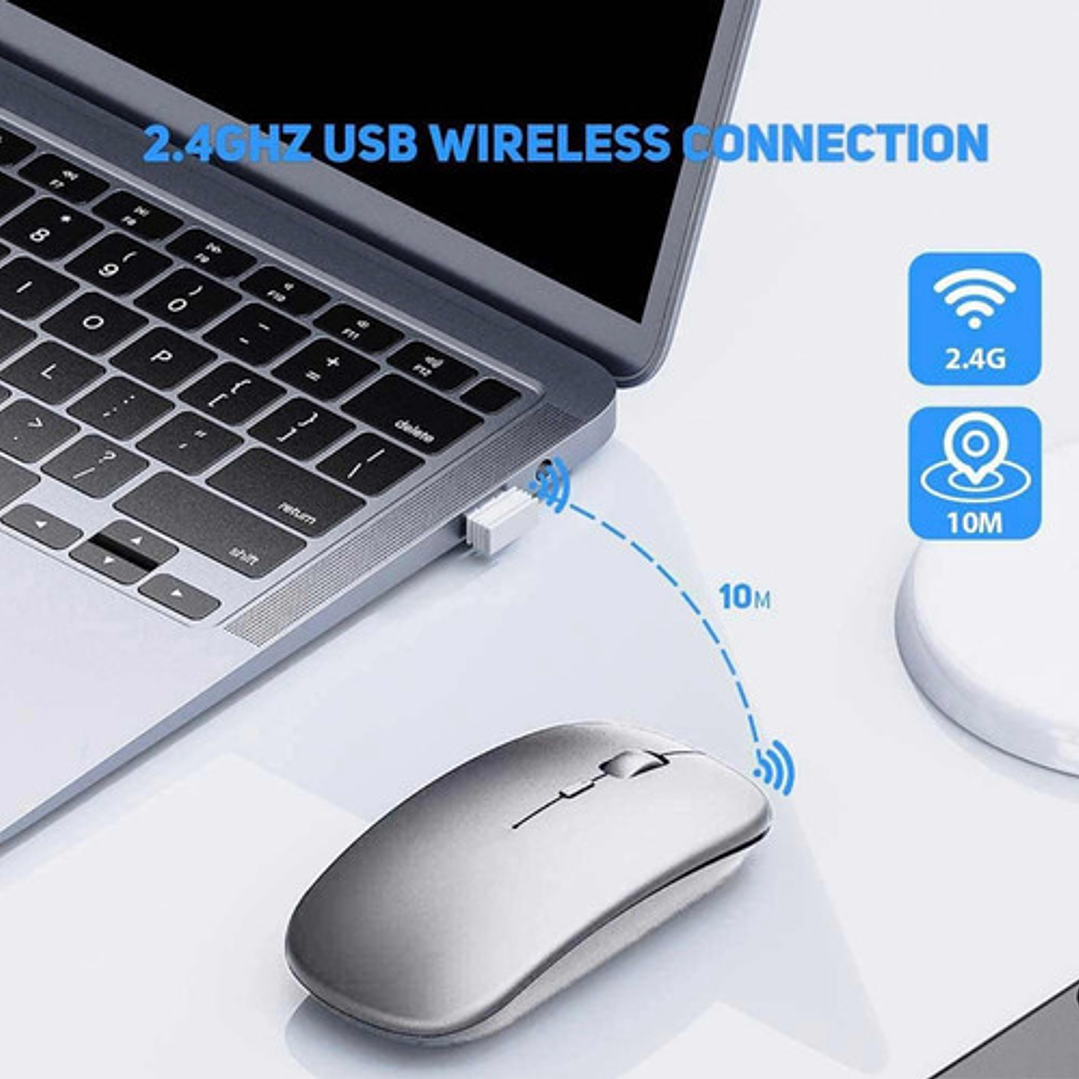 Mouse Inalámbrico Usb/bluetooth Recargable Para Mac/iPad/pc 3