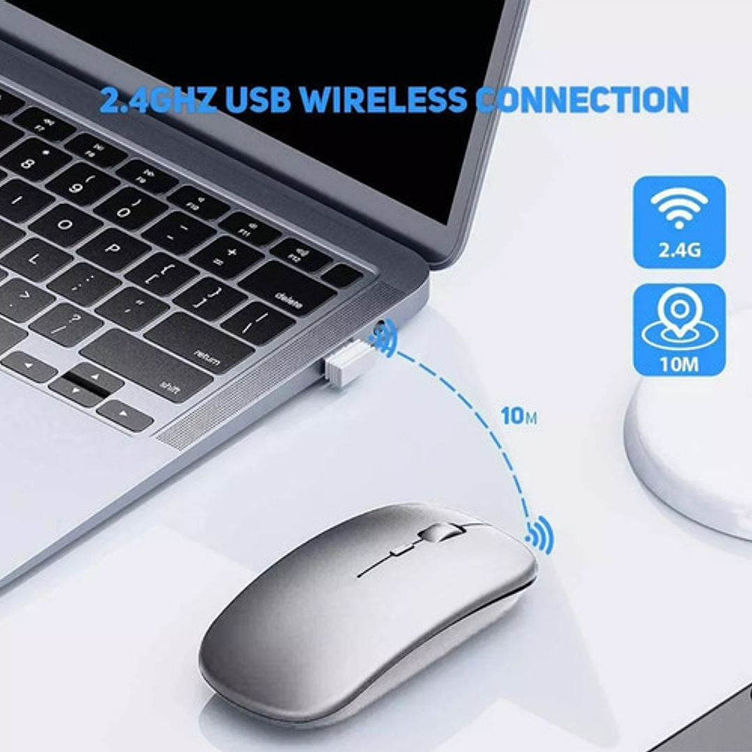 Mouse Inalámbrico Usb/bluetooth Recargable Para Mac/iPad/pc 8