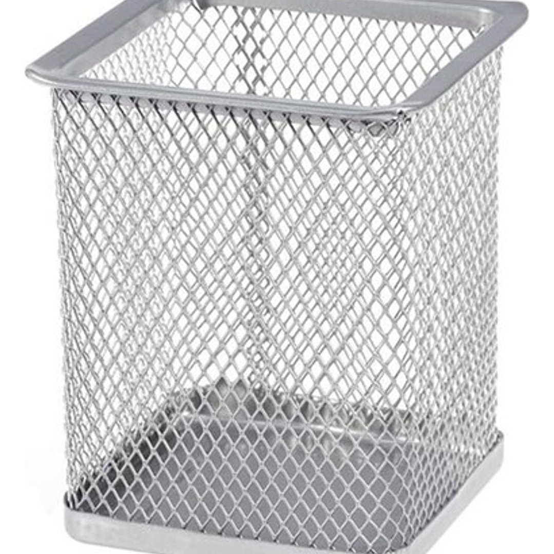 Porta Lapiz Portalapiz Bolígrafos Oficina Malla Gris Cuadra 2