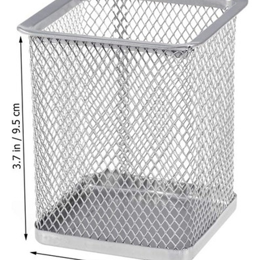 Porta Lapiz Portalapiz Bolígrafos Oficina Malla Gris Cuadra 3