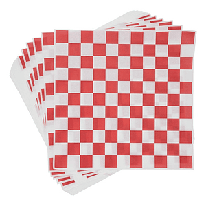 X500 Papel Antigrasa Cuadros Rojos Blanco 25x20cm