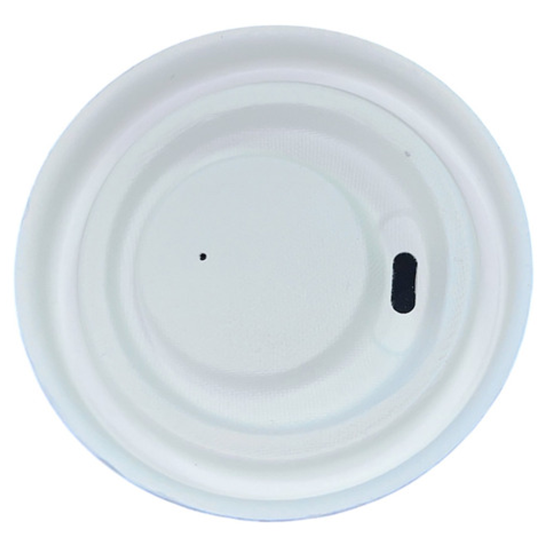 X1000 Tapa Para Vaso Café Bagazo Caña Bio Blanca 8oz 2