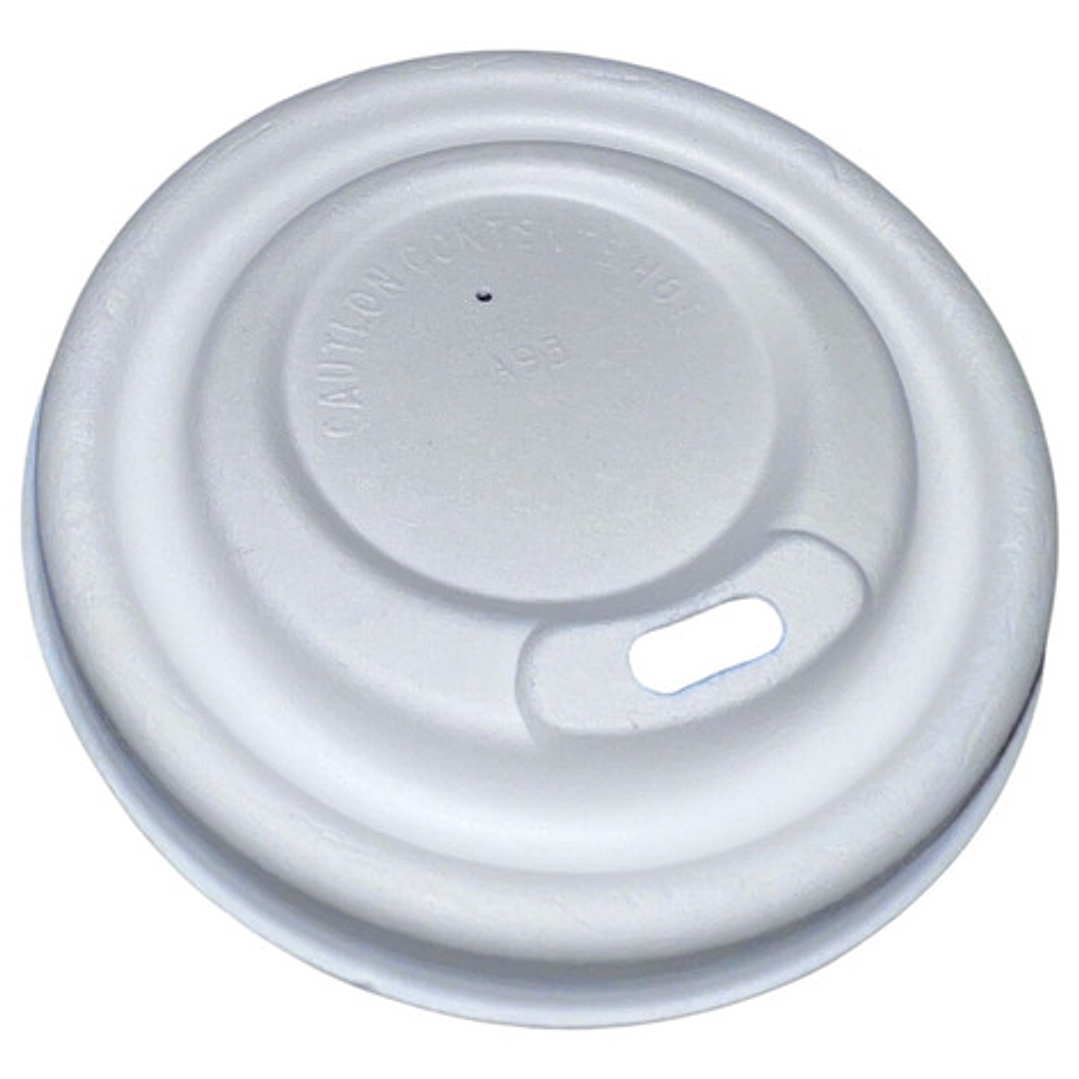 X1000 Tapa Para Vaso Café Bagazo Caña Bio Blanca 8oz 3