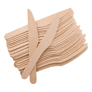 X5000 Cuchillos Cubiertos De Madera 16cm Desechables