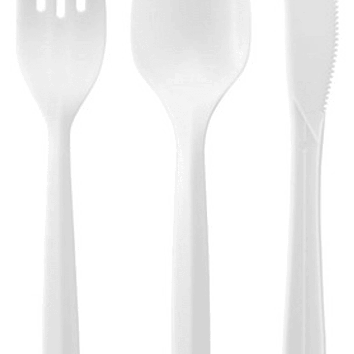 Pack De Servicio Blanco Tenedor + Cuchillo + Cuchara X 100un 1