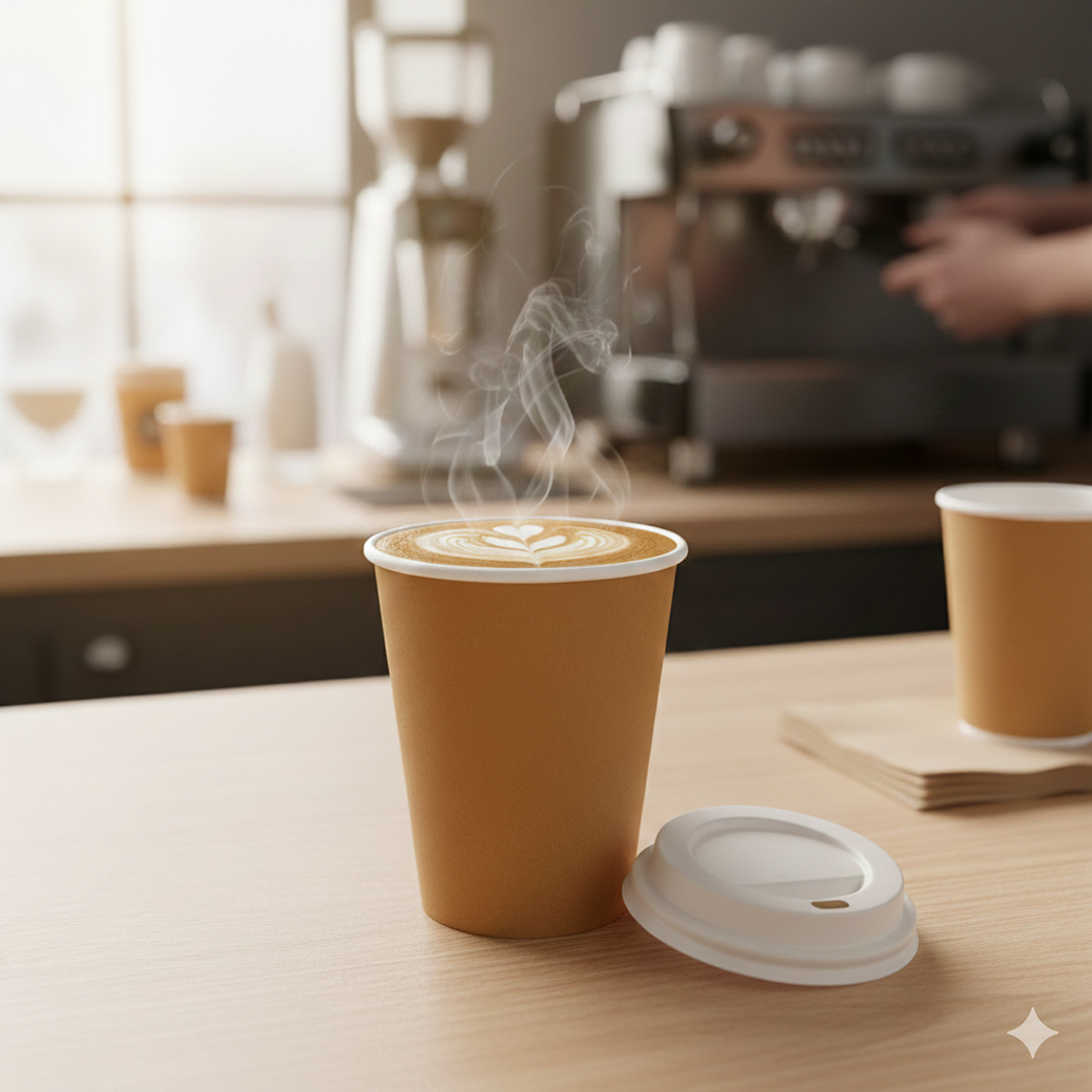 5000 vasos 8 oz polipapel color café desechables sin tapa  2