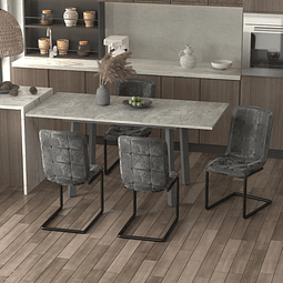 Mesa de sala de jantar retangular mesa de cozinha extensível para 4-6 pessoas com pés de metal e almofadas ajustáveis 160x80x76cm cinza