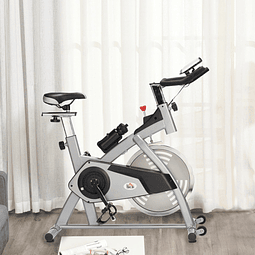 Bicicleta estática de exercícios com guidão assento e resistência ajustáveis com tela lcd e pulsômetro para exercícios em casa carga 110 kg 96x50x107cm prata