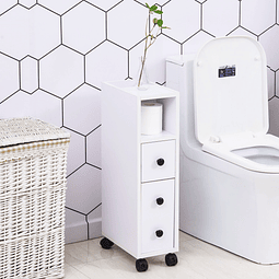 Armário de casa de banho móvel auxiliar para espaço reduzido com rodas prateleiras abertas armário e gaveta 18x30x68,5cm branco