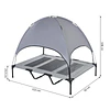 Cama elevada para animais de estimação Portátil com tecido respirável de toldo removível para interior e exterior 122x92x108 cm cinza