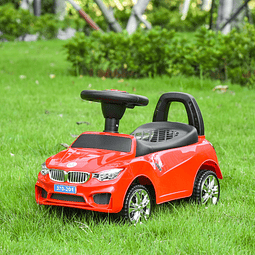 Carro andador para crianças de 18-36 meses com faróis música buzina volante compartimento de armazenamento e alça para empurrar 63,5x28x36 vermelho