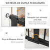 Barreira de segurança de cães animais de estimação para escadas e portas 75-103cm com 2 extensões fechamento automático e sistema de duplo bloqueio aço preto