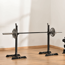 Suporte para barra de pesos ajustável estante de aço para levantamento de pesos carga máx. 150kg treinamento em academia casa 50x49x124-154cm preto