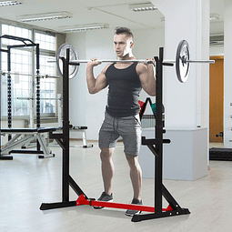 Suporte ajustável para barras de peso suporte multifuncional para exercício em casa academia carga 150kg altura ajustável 121-171cm preto e vermelho